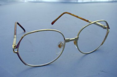 4 PAIRS LARGE RETRO READING GLASSES GOLD METAL FRAME PINK TRIM +2.5 PREMIER L
