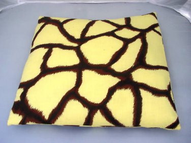SET OF 4 YELLOW & BROWN PATTERNED CUSHION COVERS