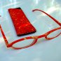 NEW FASHION READING GLASSES & MATCHING POUCH ZESTY ORANGE +3.0