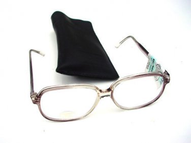 SMOKEY GREY SQUARE READING GLASSES WITH CASE +3.0