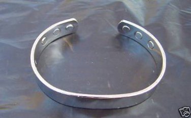 MAGNETIC POLISHED SILVER COLOUR SOLID COPPER THERAPY BRACELET BANGLE