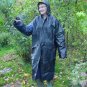 BLACK PVC VINYL (EVA) HOODED RAINCOAT MAC UNISEX REUSABLE WATERPROOF FESTIVAL