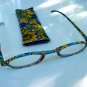 NEW FASHION READING GLASSES & MATCHING POUCH YELLOW BLUE FLORAL DESIGN  +2.75
