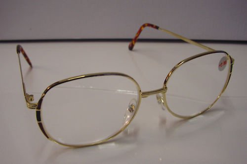 NEW LARGE READING GLASSES GOLD METAL FRAME WITH PINK & BLACK TRIM +1.5 5010