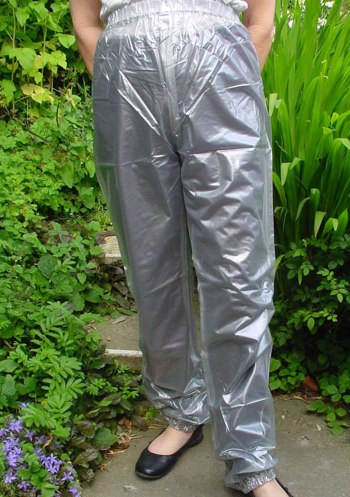 PVC OVERTROUSERS WATERPROOF RAINWEAR SEMI TRANSPARENT M UNISEX DESIGN B5C