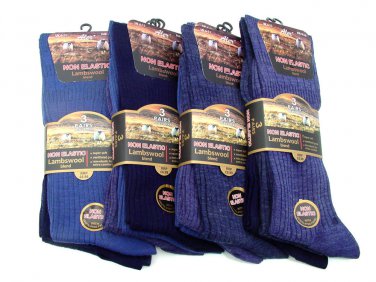 6 PAIRS LAMBSWOOL BLEND MENS BOYS SOCKS NON ELASTIC UK 6-11 EU 39-45 MIXED BLUES