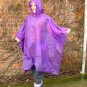 NEW HOODED UNISEX RAIN MAC PONCHO CAPE REUSABLE PURPLE