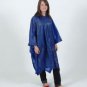 NEW HOODED UNISEX RAIN MAC PONCHO CAPE REUSABLE BLUE