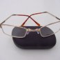 FOLDING READING GLASSES SPRUNG ARM HARD CASE +2.0 GOLD COLOURED FRAME F4