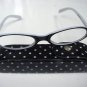 READING GLASSES BLACK & WHITE WITH CASE +3.0 D493 RETRO