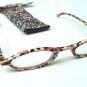 NEW FASHION READING GLASSES & MATCHING POUCH BLACK ORANGE SPECKLE DESIGN +1.75