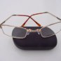 FOLDING READING GLASSES SPRUNG ARM HARD CASE +2.5  GOLD COLOURED FRAME F4