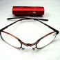 FOLDING METAL FRAME READING GLASSES RED METAL CASE +2.5 OR50