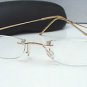NEW RIMLESS READING GLASSES FLEXY SPRUNG ARMS GOLD FRAME & HARD CASE +1.00
