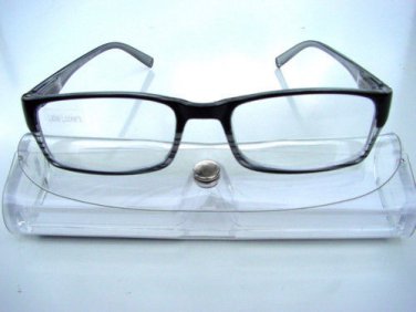 STYLISH BIFOCAL CLEAR READING GLASSES +2.5 BLACK WITH SUBTLE STRIPE R652