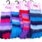 3 PAIRS LADIES GIRLS STRIPEY SOFT KNITTED TOE SOCKS PINKS BLUES UK 4-7 EU 37-40