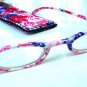 NEW FASHION READING GLASSES & MATCHING POUCH PINK PURPLE FLORAL DESIGN +1.0