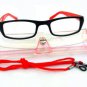BLACK RED READING GLASSES WITH NECK CORD & CASE +2.5 D523