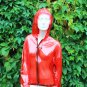 LUXURY QUALITY PVC FESTIVAL BOMBER JACKET RAINCOAT TRANSPARENT RED LARGE FR7
