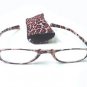 NEW  CHEETAH PATTERN READING GLASSES & POUCH +2.0 D519