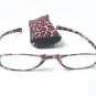NEW  CHEETAH PATTERN READING GLASSES & POUCH +2.0 D519