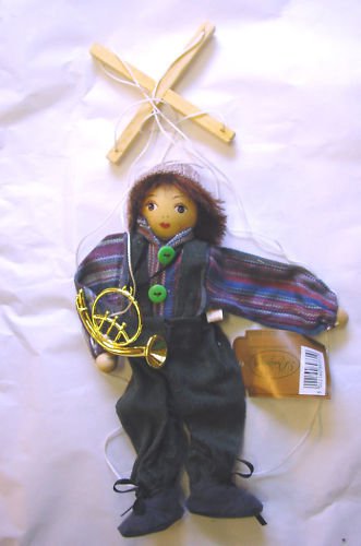 BOY PUPPET MARIONETTE WITH HORN  9" HIGH COLLECTABLE