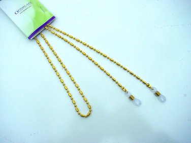 GLASSES NECK CHAIN DOT DASH GOLD COLOUR METAL LINKS LANYARD CORD
