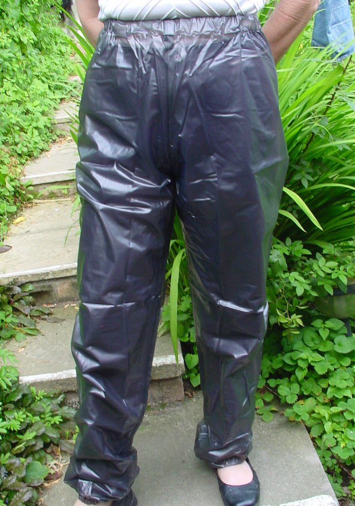 PVC OVERTROUSERS WATERPROOF RAINWEAR SEMI TRANSPARENT BLACK XL UNISEX ...