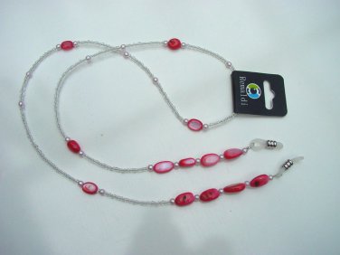 NEW BEADED GLASSES NECK CHAIN LANYARD SAFETY CORD STRAP SPECS AVON BLUSH PINK