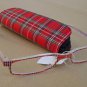 RED TARTAN CHECK READING GLASSES +2.0 PLUS CASE D507