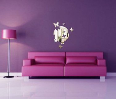 BRAND NEW ACRYLIC WALL MIRROR FLY AWAY BUTTERFLIES DESIGN HOME BATHROOM BEDROOM