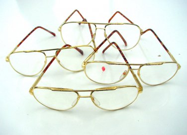 4 x QUALITY AVIATOR STYLE SPRUNG ARM READING GLASSES GOLD FRAME +2.5 premier M