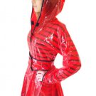QUALITY LADIES PVC RAINCOAT JACKET MAC RAIN 40'S STYLE COAT RED 2XL FR18