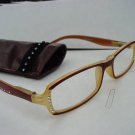 READING GLASSES SPRUNG ARM DIAMANTE STUDDED BROWN +2.0