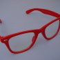 WAYFARER STYLE CLEAR GLASSES RED FRAMES  RETRO LOOK