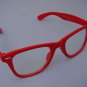 WAYFARER STYLE CLEAR GLASSES RED FRAMES RETRO LOOK