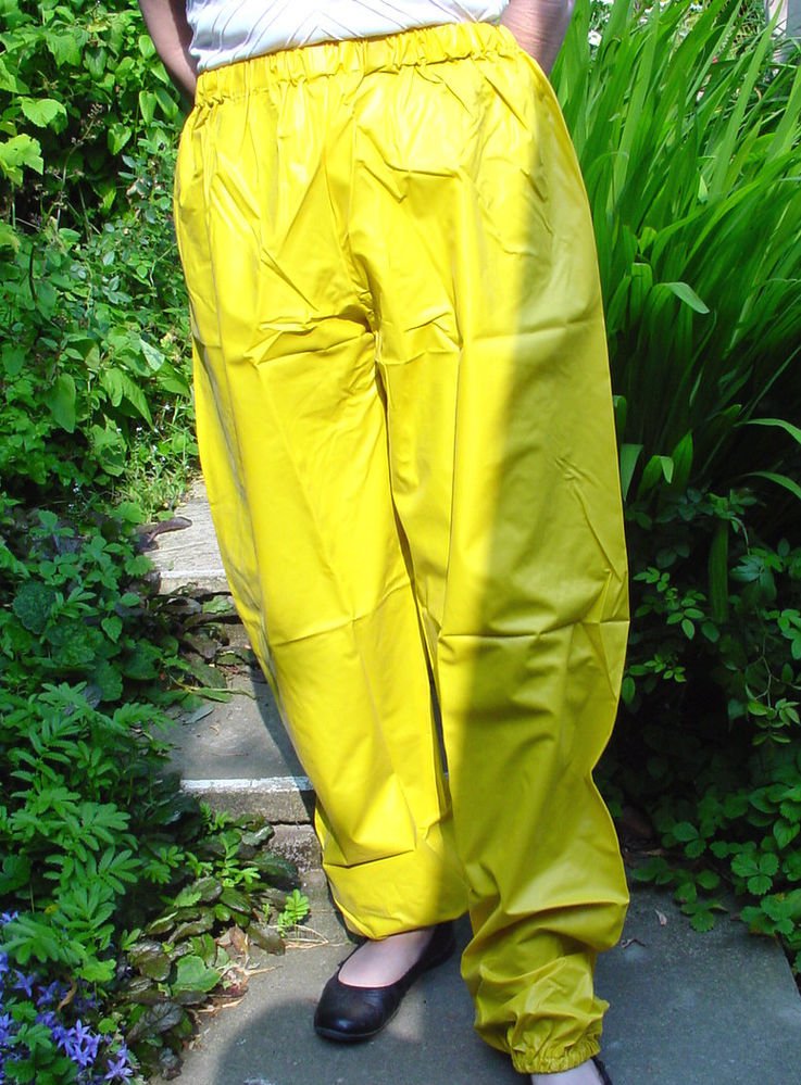 PVC OVERTROUSERS WATERPROOF RAINWEAR YELLOW MEDIUM UNISEX DESIGN B5C