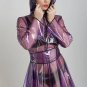 QUALITY LADIES PVC RAINCOAT JACKET MAC RAIN 40'S STYLE COAT PURPLE  MEDIUM FR18