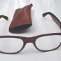 WAYFARER STYLE READING GLASSES DARK BROWN WITH POUCH +2.5