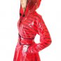 QUALITY LADIES PVC RAINCOAT JACKET MAC RAIN 40'S STYLE COAT RED MEDIUM FR18