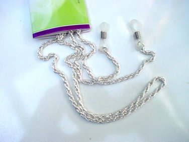 GLASSES ROPE TWIST NECK CHAIN SILVER COLOUR METAL LANYARD CORD