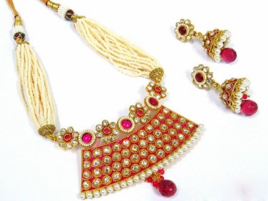 Unique Shaped Pink Necklace Set