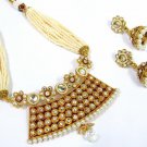 Unique Shaped White with Red Necklace Set
