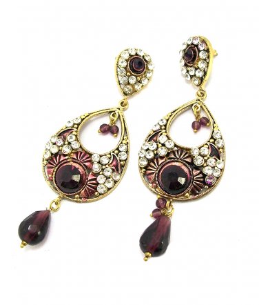 Fashion Gold Metal Drop Brown Earrings