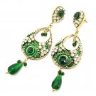 Fashion Gold Metal Drop Green Earrings