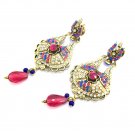 Gothic Style Womens Pink Gold Filled Five-pointed Drop Earrings