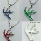 Antler Deer Pendant Green Red Blue White Buck Necklace USA Shipper