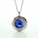 Galaxy Space Planet Cabochon LOCKET Pendant Silver Chain Necklace USA Ship #124