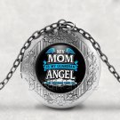 Mom Guardian Angel Cabochon LOCKET Pendant Silver Chain Necklace USA Shipper #14