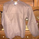 Beige V-neck Fleece Sweater with side to side pocket pouch Small or Medium New